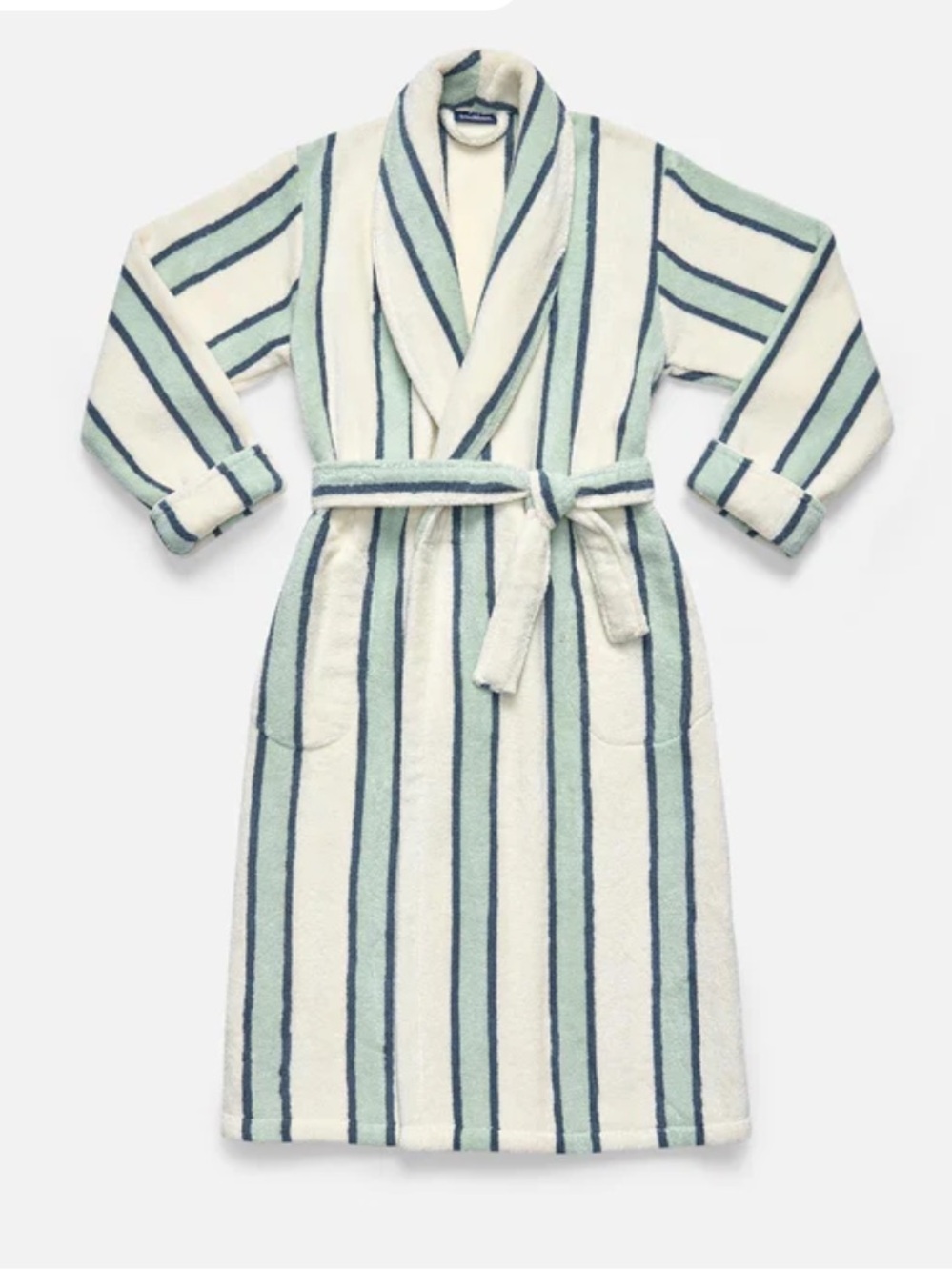 Brooklinen Striped super Plush Bath Robe - silver sage stripe sold out